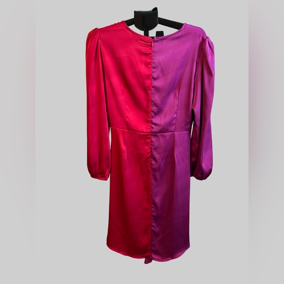 Strut & Bolt Satin Fuchsia Red Color Block Dress - Size L, NWT - Picture 3 of 6